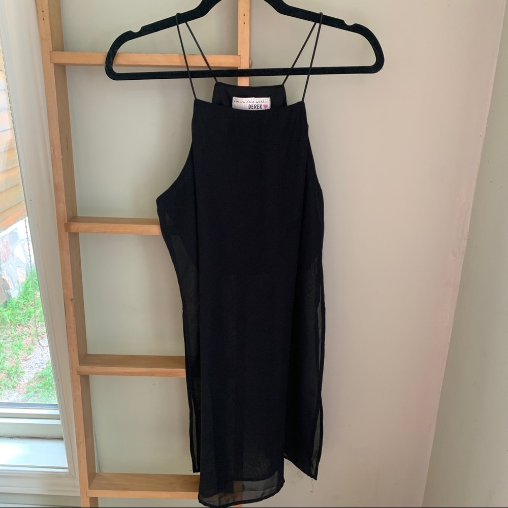 Black sheer spaghetti strap size L fits M